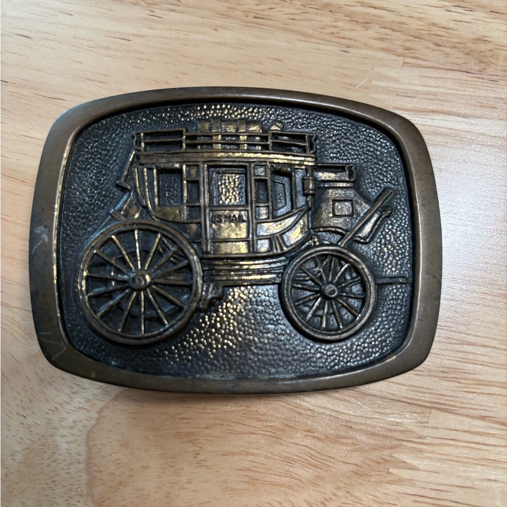 Vintage BTS Belt Buckle Solid Brass 1978 Stagecoach US Mail FLAW